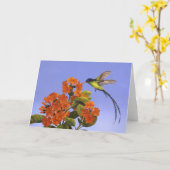 Doctorbird -ジャマイカの国民の鳥 カード (黄色い花)