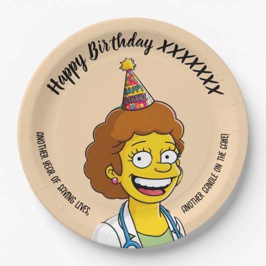 DOCTORS BIRTHDAY orange pediatric fun girl ペーパープレート (正面)