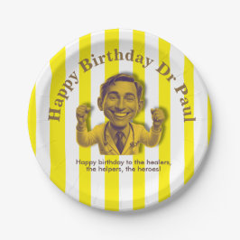 DOCTORS BIRTHDAY yellow & white ペーパープレート
