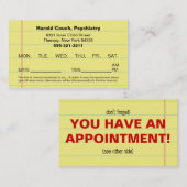 Doctor's Officeのスケジュールされたアポイントメントのアラーム 予約カード (正面/裏面)