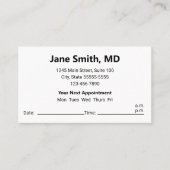 Doctors Office白黒アポイントメントのアラーム 予約カード (正面)