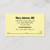 Doctors Office Black Cream Your Next Appointment 予約カード (正面)