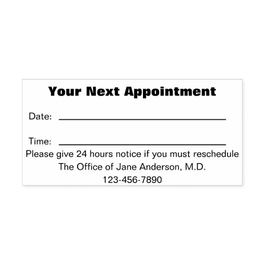 Doctor's Office Your Nextアポイントメントのアラーム セルフインキングスタンプ (デザイン)
