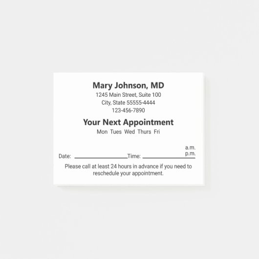 Doctor's Office Your Next Appointment Reminder ポストイット (正面)