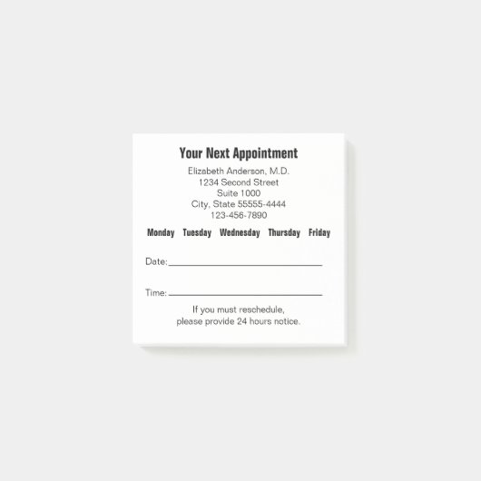 Doctor's Your Next Appointment Reminder (White) ポストイット (正面)
