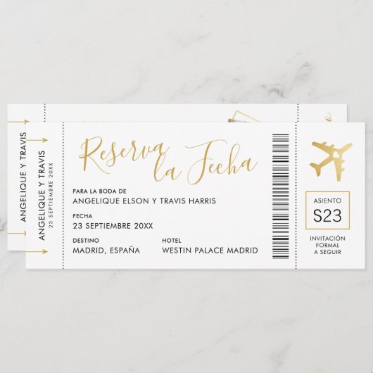 Documento de Embarque del Avion Reserva la Fecha 案内状 (正面/裏面)