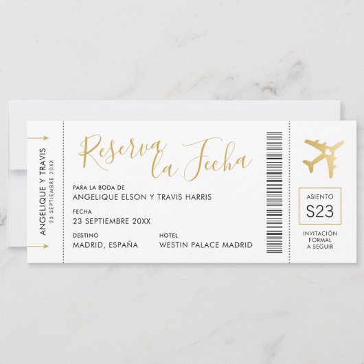 Documento de Embarque del Avion Reserva la Fecha 案内状 (正面)