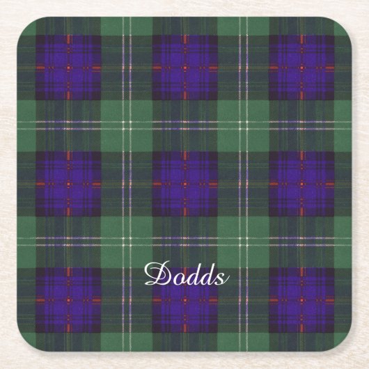 Doddsの一族の格子縞のスコットランドのキルトのタータンチェック スクエアペーパーコースター (正面)