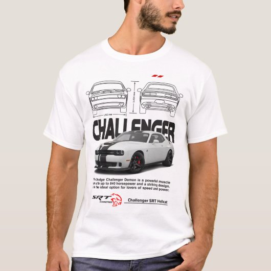 Dodge Challenger – マッスルカーパワーとアイコニックSty Tシャツ (正面)