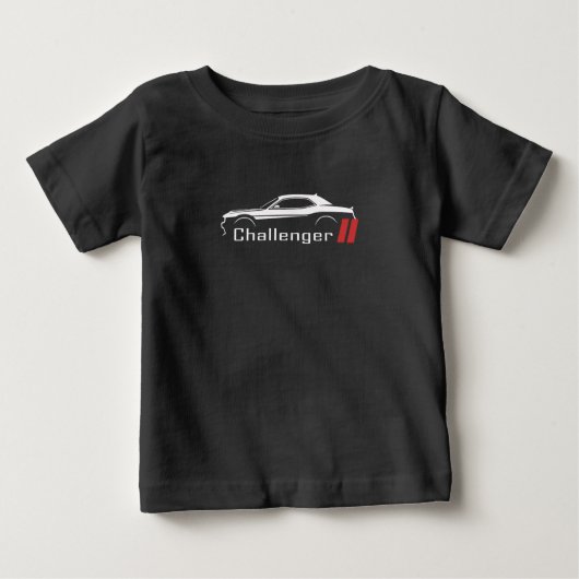 Dodge Challenger Muscle Car American Flag T-Shirt ベビーTシャツ (正面)
