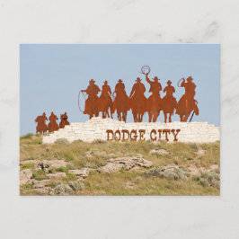 Dodge City Sign – カウボーイズ – 馬 – ようこそ ポストカード