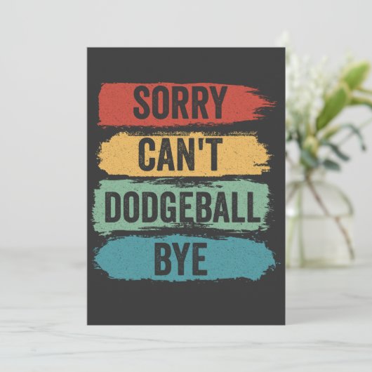 Dodgeball Byeレトロのヴィンテージギフトおもしろいを実行できない 招待状 (スタンド正面)