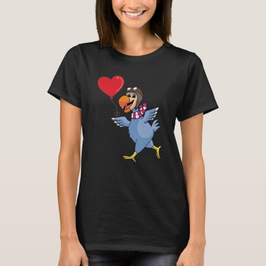 Dodo Bird With Heart Balloon Valentines Day Love B Tシャツ (正面)