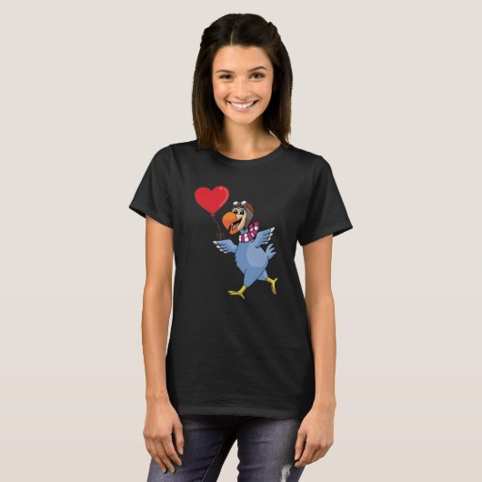 Dodo Bird With Heart Balloon Valentines Day Love B Tシャツ (正面フル)