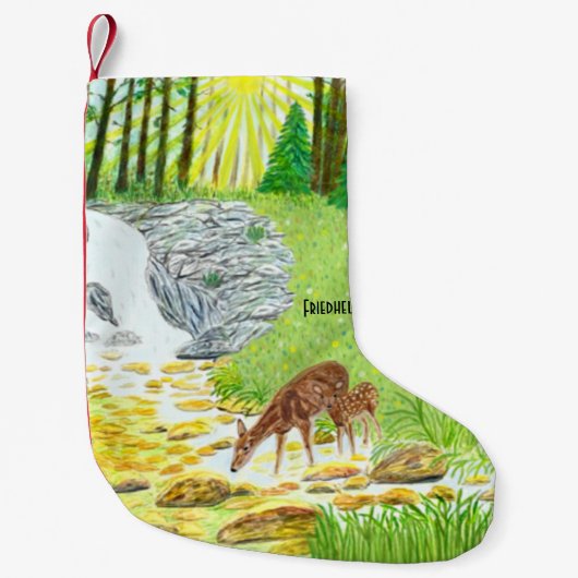 Doe and Fawn スモールクリスマスストッキング (正面)