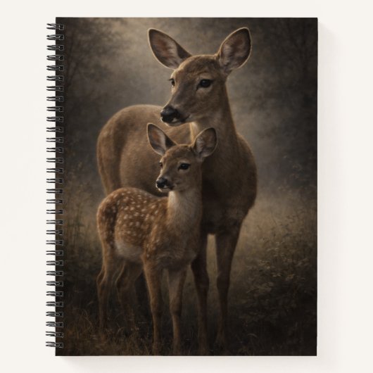 Doe and Fawn | Deer Wildlife Art | Notebook ノートブック (正面)