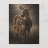 Doe and Fawn | Deer Wildlife Art | Postcard ポストカード (正面)