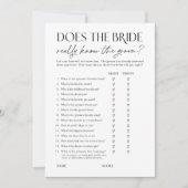 Does Bride Know the Groom? Shower Activity Card 招待状 (正面)