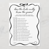 Does the Bride know the Groom Bow Bridal Shower アドバイスカード (正面)