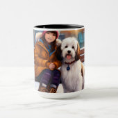 DOGとクラシカルかわいい女の子のマグカップ マグカップ (中央)