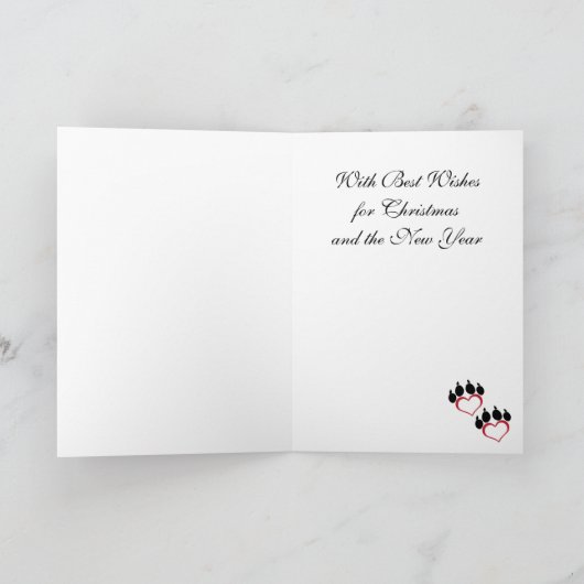 DOGクリスマス |愛らしいサンタの子犬 シーズンカード (内部)