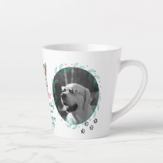 DOGパパまたはMOMのためのホリデーギフト2枚の写真を追加文字 カフェラテマグ (右)