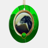 DOGポートレート/アイルランド・グレイハウンド金ゴールド写真テンプレート セラミックオーナメント (右)
