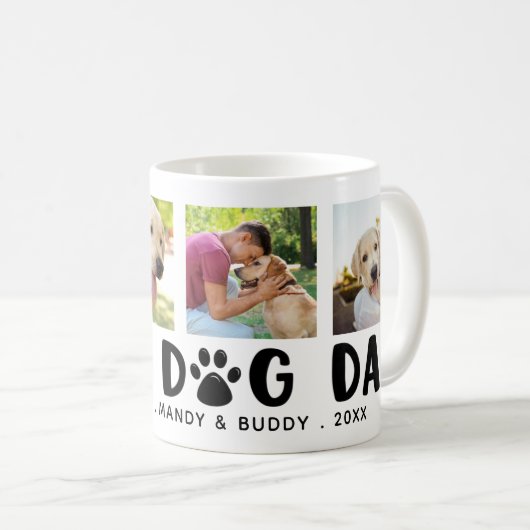 DOGモダンパパポープリントフォトコラージュ コーヒーマグカップ (正面右)