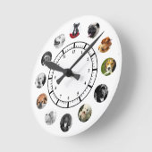 DOGレスキュー避難所レホーム12 PHOTO Collage ラウンド壁時計 (傾斜)