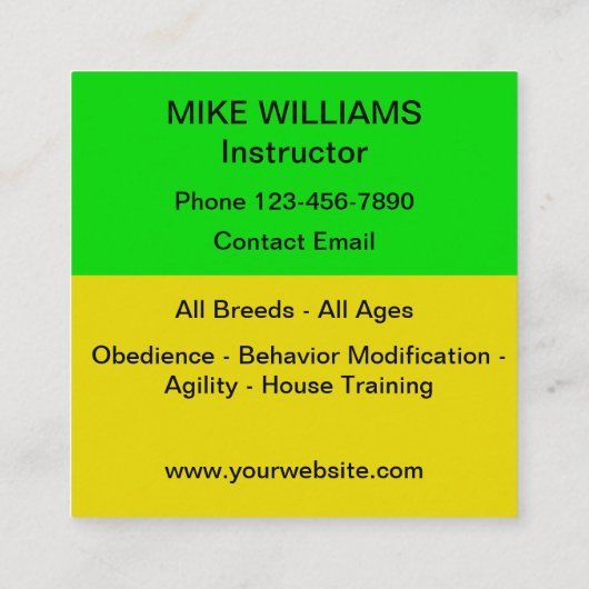 Dog カッコいい Training名刺 スクエア名刺 (裏面)