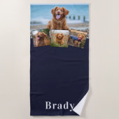 DOG スタイリッシュ Petパーソナライズされた 4フォトコラージュ ビーチタオル (正面)