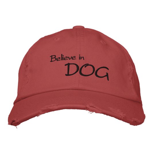 DOG 信じ Hat 刺繍入りキャップ (正面)