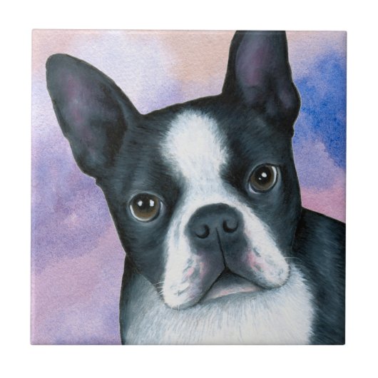 dog 128 color Boston Terrier タイル (正面)