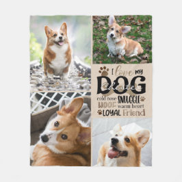 Dog 4 Photo LOVE MY DOG パーソナライズされた Word Art フリースブランケット