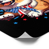 Dog 4th Of July American Usa Flag Patriotic Funny ポスター (角)