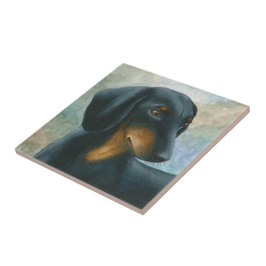 Dog 90 Dachshund Teckel タイル (側面)