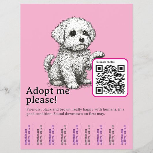 Dog adopt Flyer Template Tear Off  チラシ (正面)