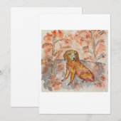 Dog Among Fall Leaves Greeting Card 招待状 (正面/裏面)