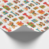 Dog And Bone Colourful Gift Christmas ラッピングペーパー (角)