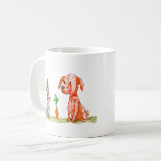 Dog and Bunny Easter コーヒーマグカップ (正面左)