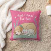 Dog and Cat Best Friends Forever クッション (ブランケット)