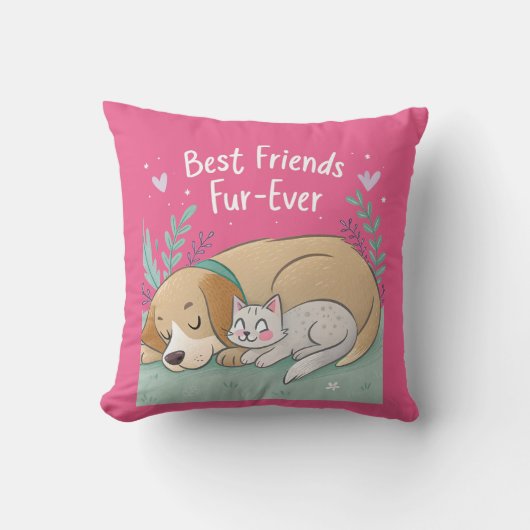Dog and Cat Best Friends Forever クッション (正面)