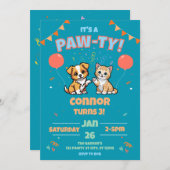 Dog and Cat Birthday Paw-ty  招待状 (正面/裏面)
