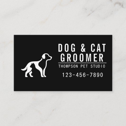 Dog And Cat Groomer Modern Bold Professional 名刺 (正面)