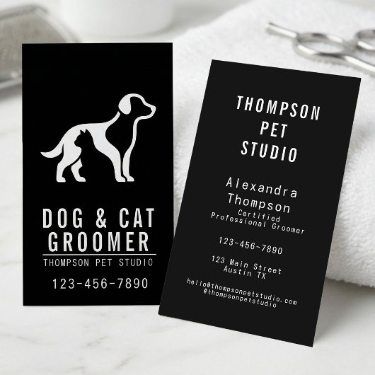 Dog And Cat Groomer Modern Bold Professional 名刺