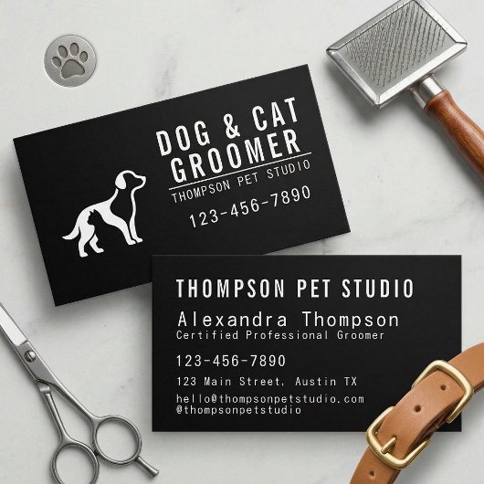 Dog And Cat Groomer Modern Bold Professional 名刺