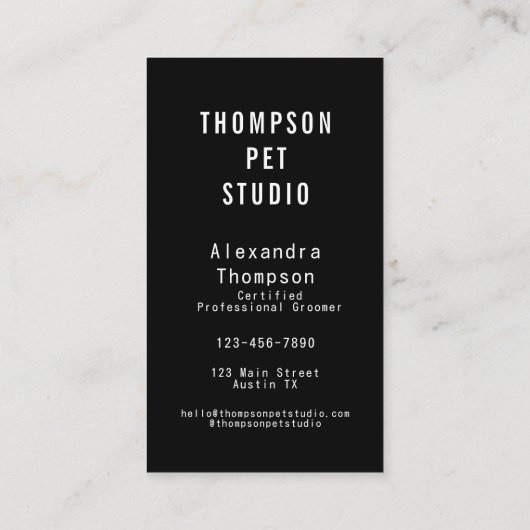 Dog And Cat Groomer Modern Bold Professional 名刺 (裏面)