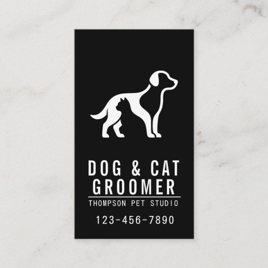Dog And Cat Groomer Modern Bold Professional 名刺 (正面)