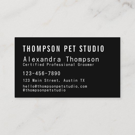 Dog And Cat Groomer Modern Bold Professional 名刺 (裏面)