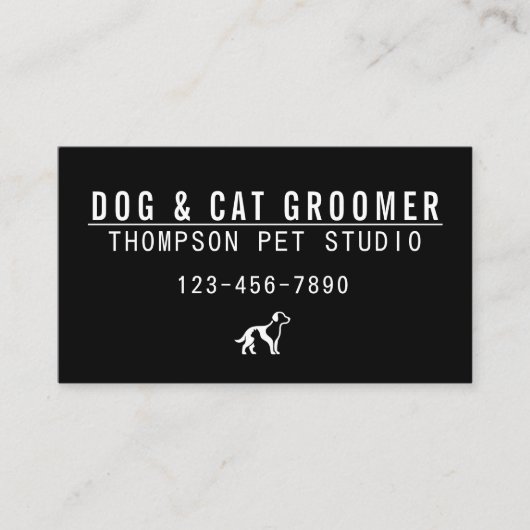 Dog And Cat Groomer Modern Bold Professional 名刺 (正面)